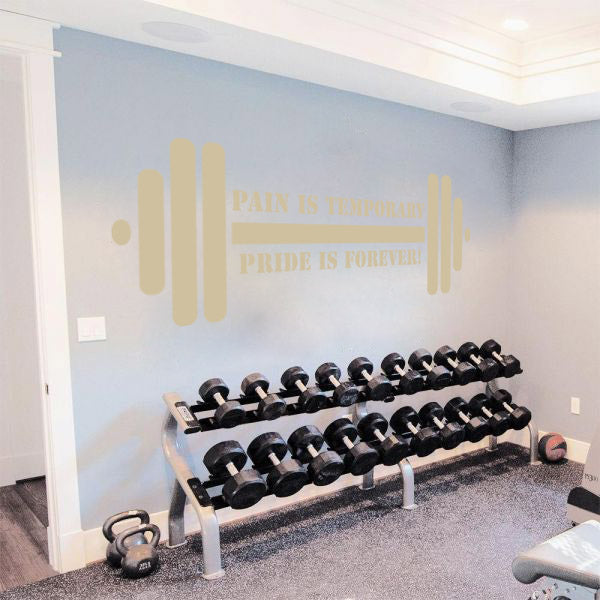 PAIN IS TEMPORARY PRIDE FOREVER Gym Weights Inspirational Quotes Wall Sticker Décalque SQ118
