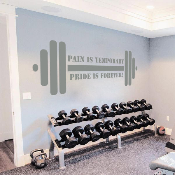 PAIN IS TEMPORARY PRIDE FOREVER Gym Weights Inspirational Quotes Wall Sticker Décalque SQ118