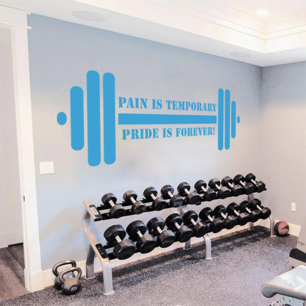 PAIN IS TEMPORARY PRIDE FOREVER Gym Weights Inspirational Quotes Wall Sticker Décalque SQ118