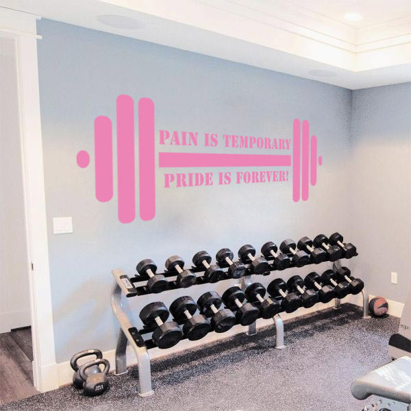 PAIN IS TEMPORARY PRIDE FOREVER Gym Weights Inspirational Quotes Wall Sticker Décalque SQ118