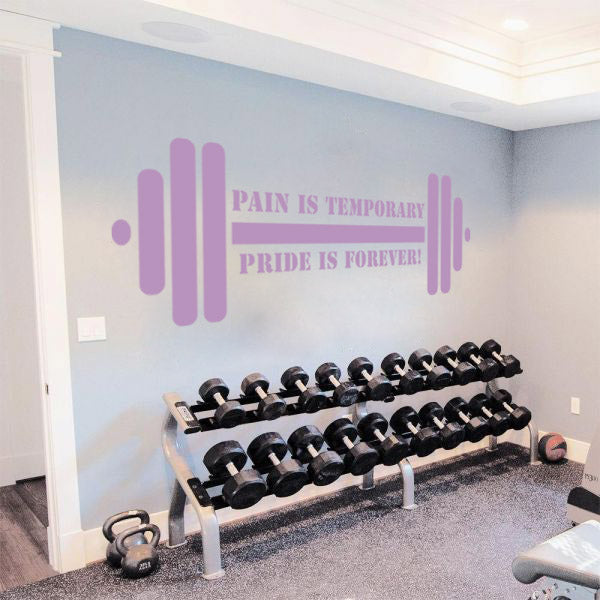 PAIN IS TEMPORARY PRIDE FOREVER Gym Weights Inspirational Quotes Wall Sticker Décalque SQ118
