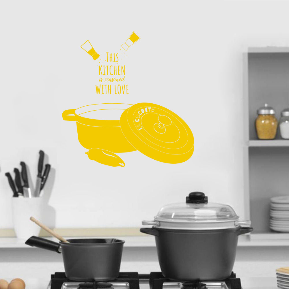 Cette cuisine est assaisonnée d'amour citations inspirantes sticker mural autocollant SQ128