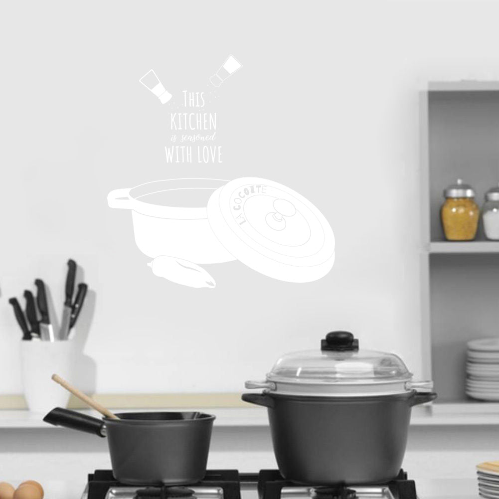 Cette cuisine est assaisonnée d'amour citations inspirantes sticker mural autocollant SQ128