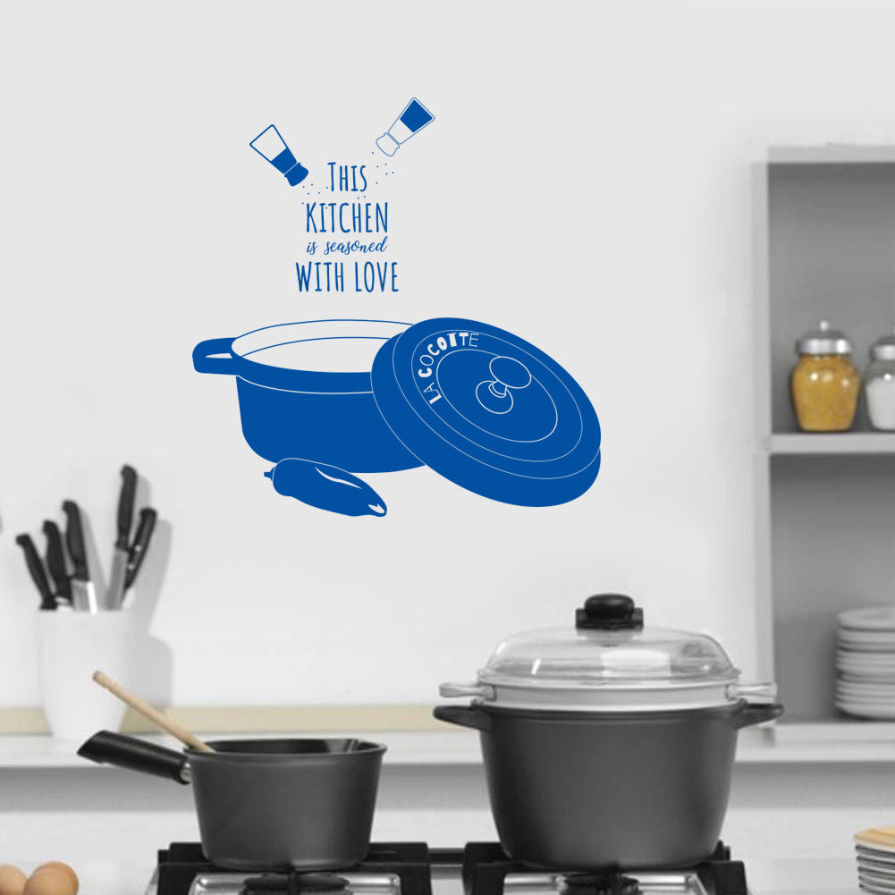 Cette cuisine est assaisonnée d'amour citations inspirantes sticker mural autocollant SQ128