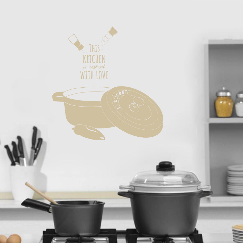 Cette cuisine est assaisonnée d'amour citations inspirantes sticker mural autocollant SQ128