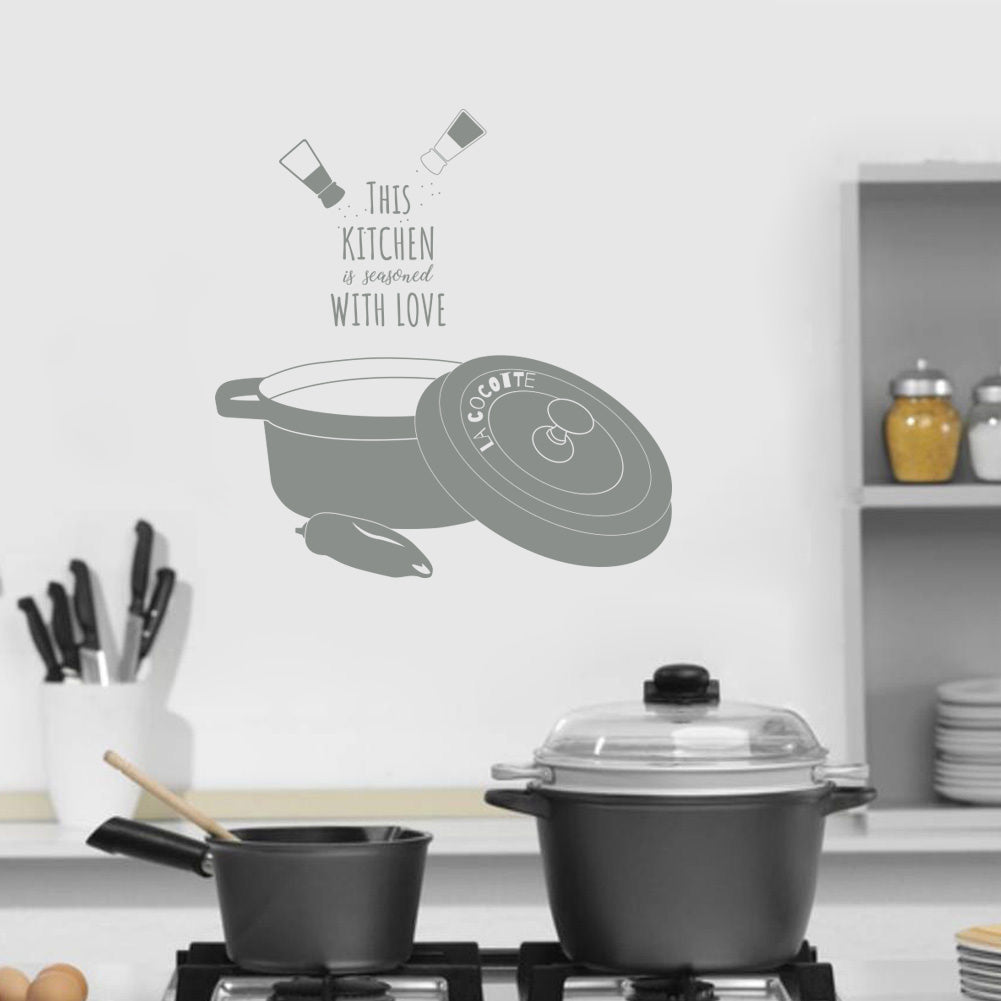 Cette cuisine est assaisonnée d'amour citations inspirantes sticker mural autocollant SQ128