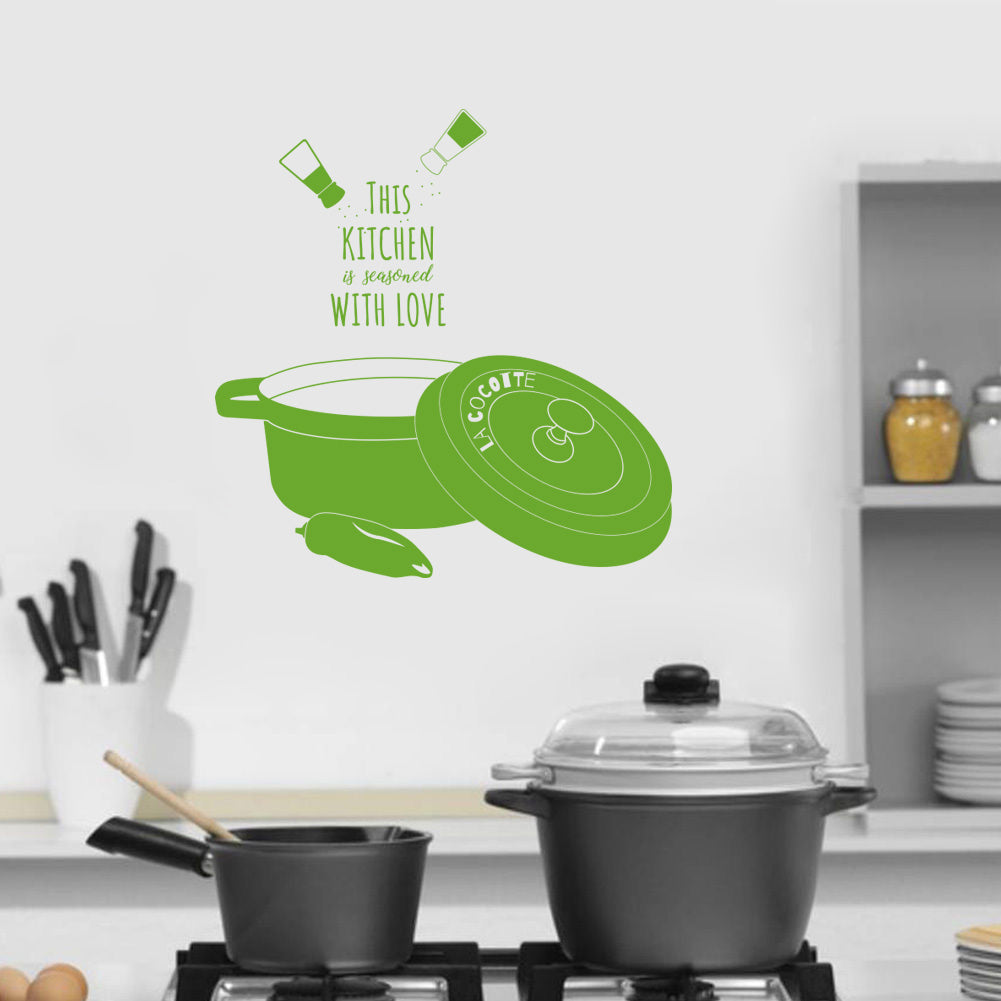 Cette cuisine est assaisonnée d'amour citations inspirantes sticker mural autocollant SQ128