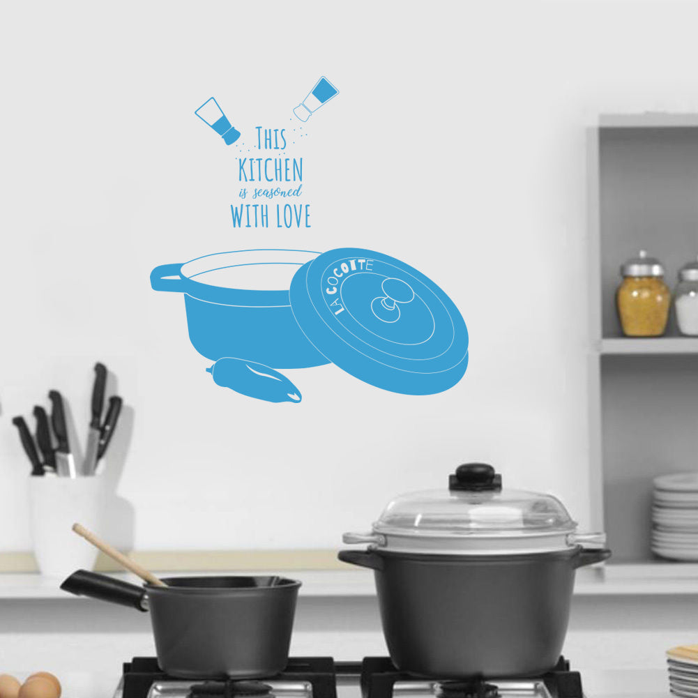 Cette cuisine est assaisonnée d'amour citations inspirantes sticker mural autocollant SQ128