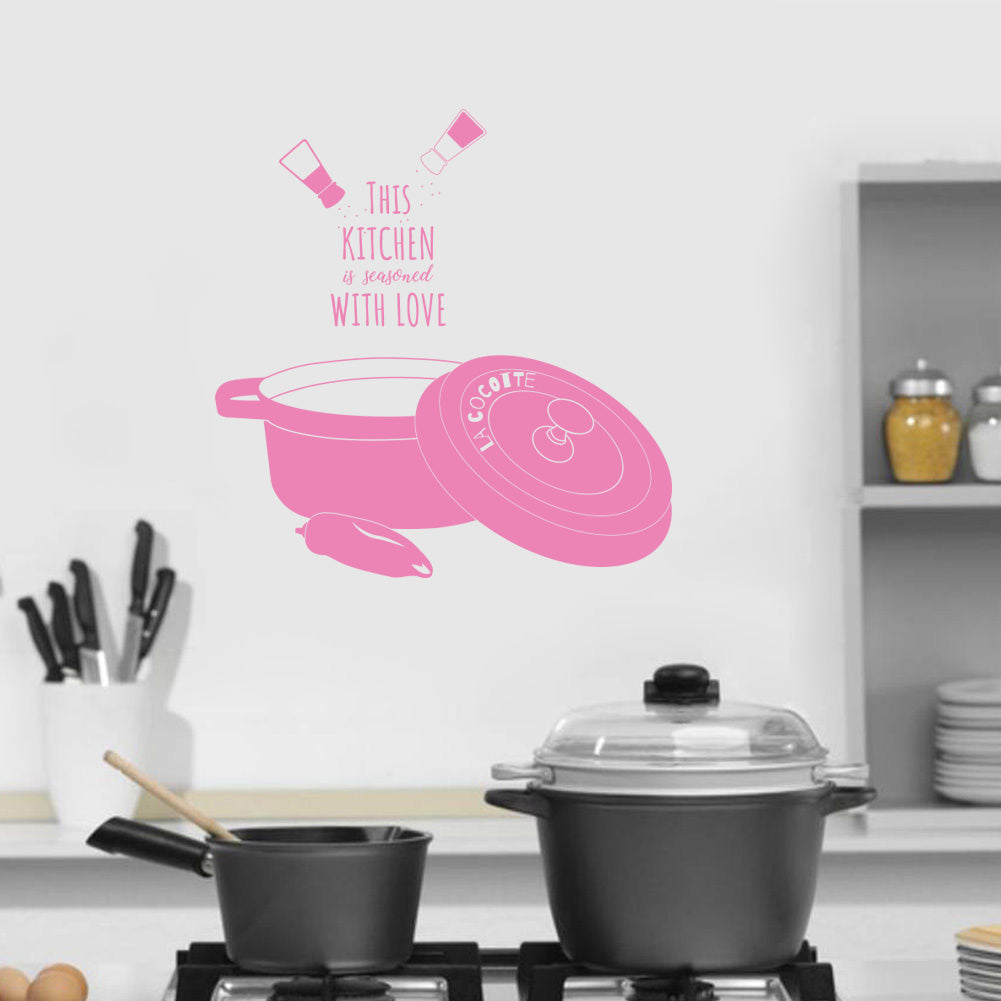 Cette cuisine est assaisonnée d'amour citations inspirantes sticker mural autocollant SQ128