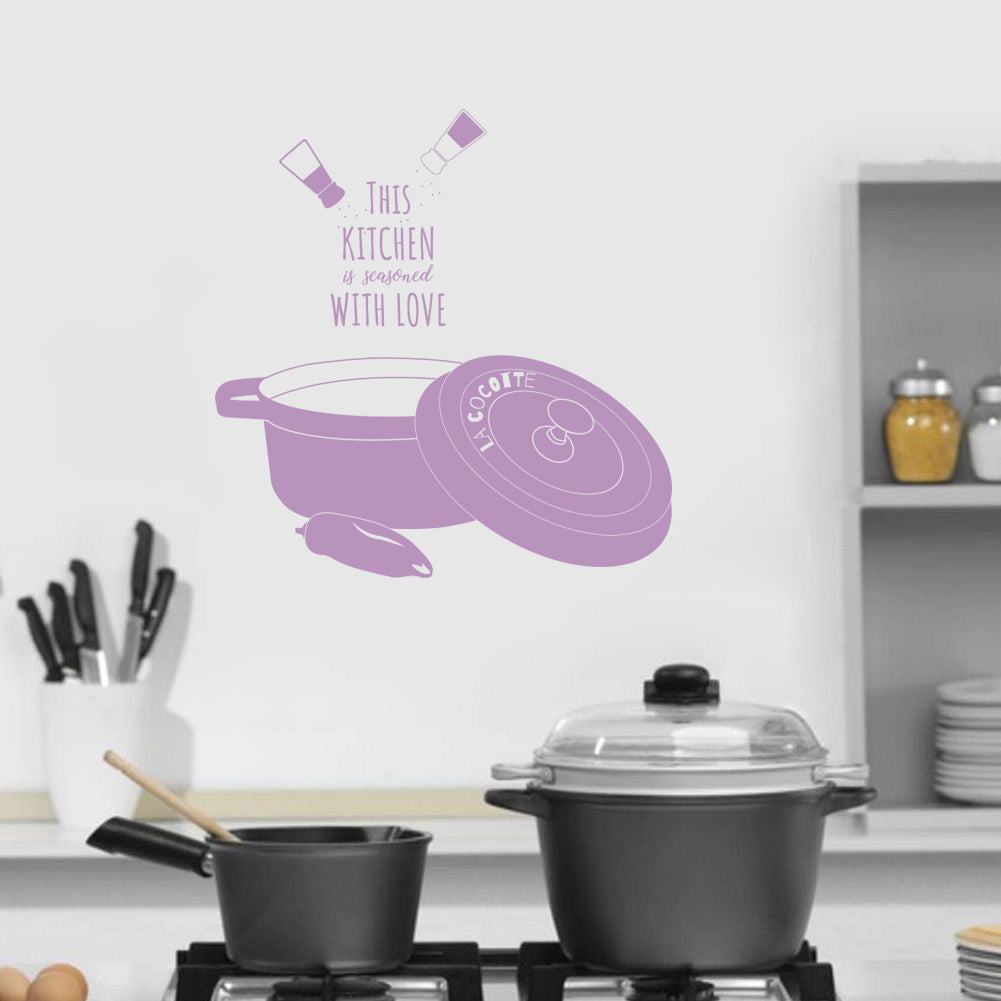 Cette cuisine est assaisonnée d'amour citations inspirantes sticker mural autocollant SQ128