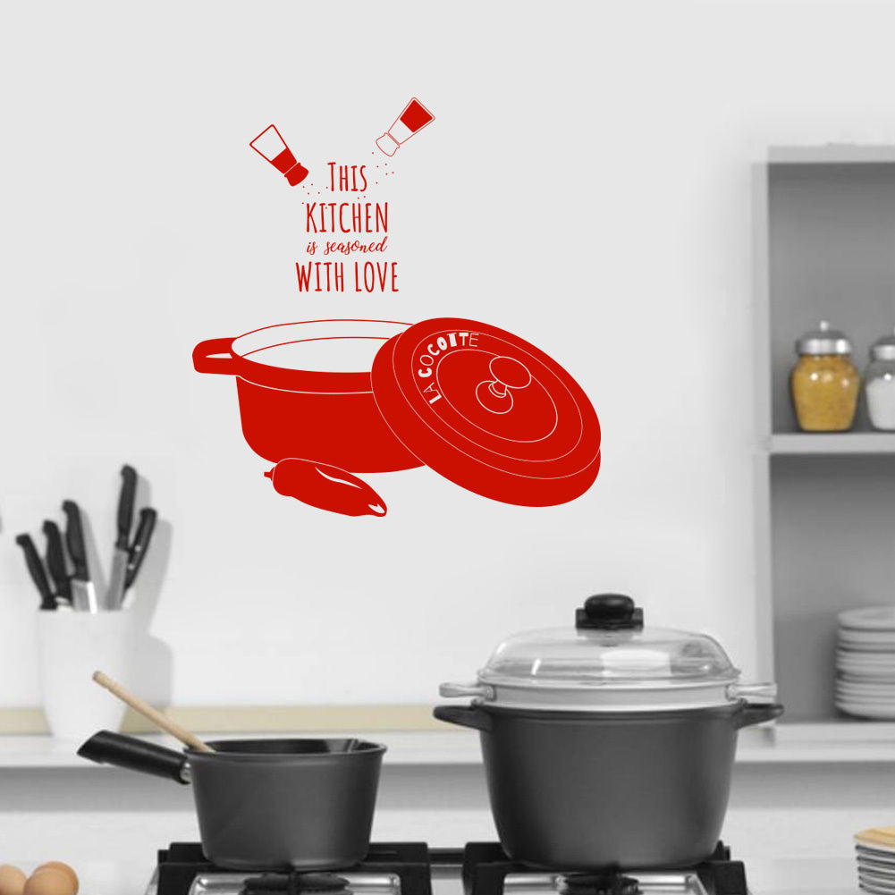 Cette cuisine est assaisonnée d'amour citations inspirantes sticker mural autocollant SQ128
