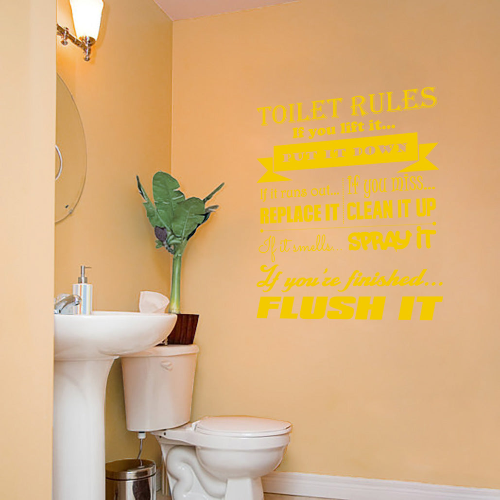 Toilet Rules Flush Replace Clean Inspirational Quotes Wall Sticker Decal SQ129