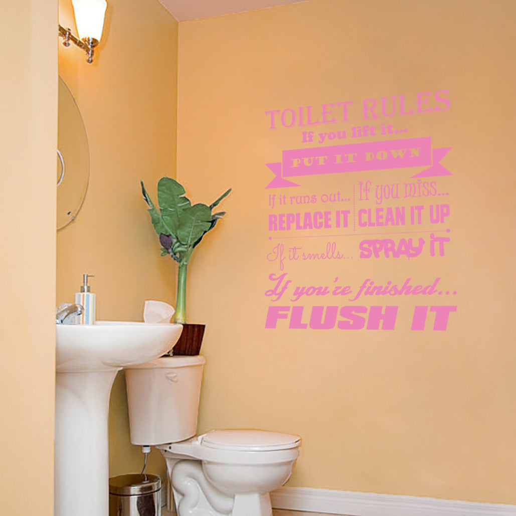 Toilet Rules Flush Replace Clean Inspirational Quotes Wall Sticker Decal SQ129