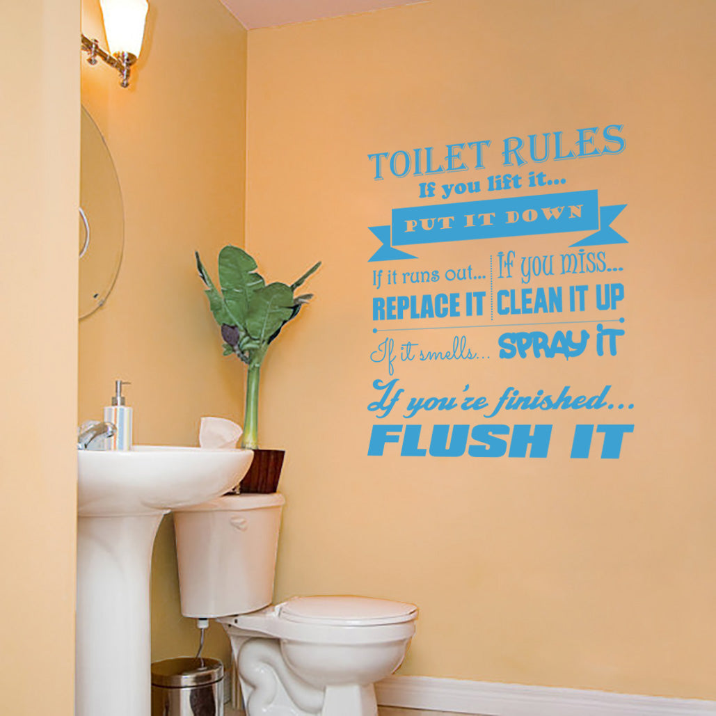 Toilet Rules Flush Replace Clean Inspirational Quotes Wall Sticker Decal SQ129
