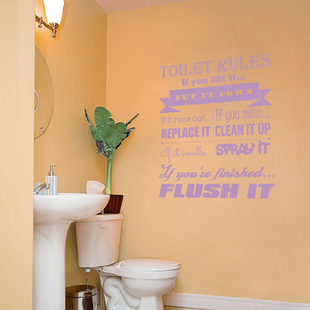 Toilet Rules Flush Replace Clean Inspirational Quotes Wall Sticker Decal SQ129