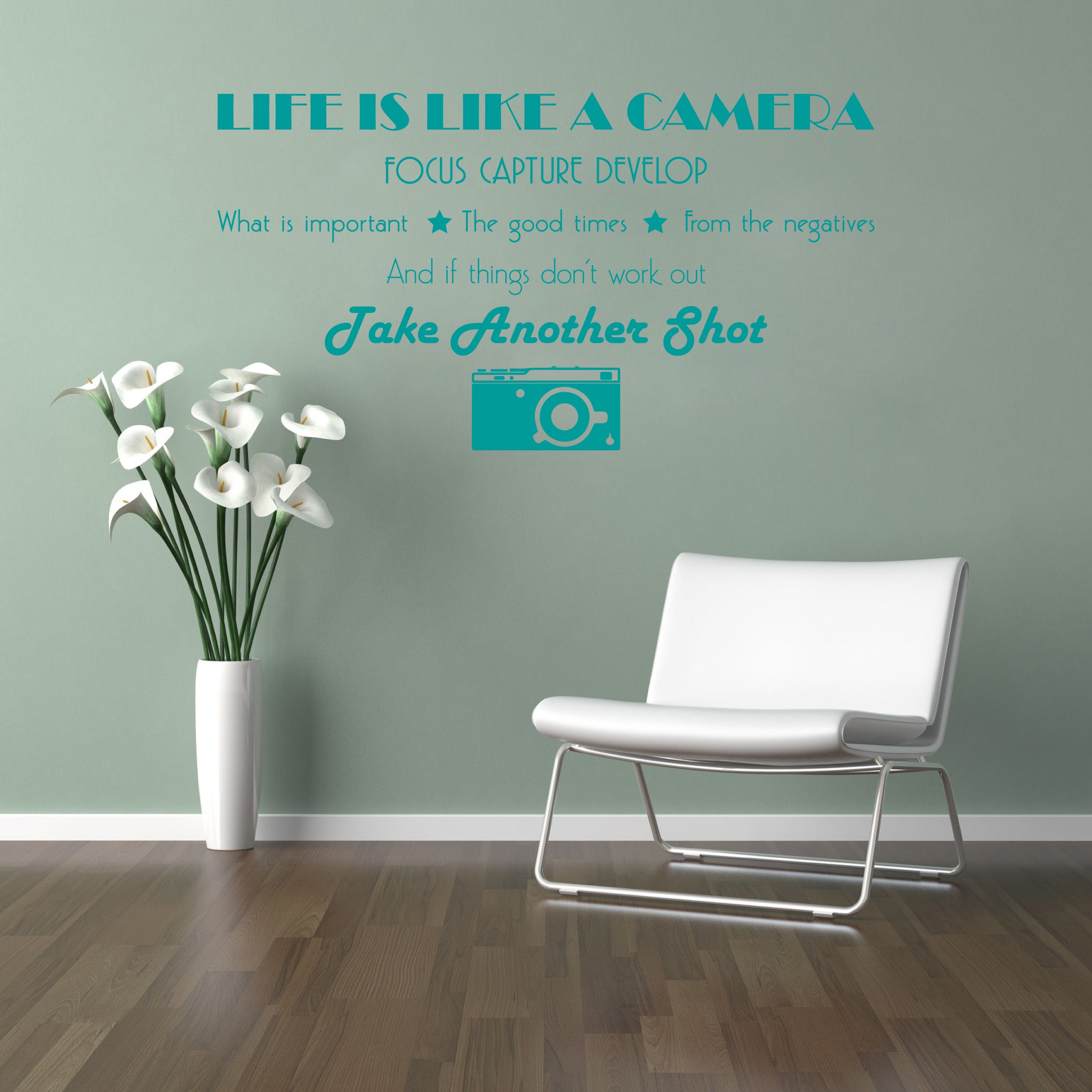 La vie est comme un appareil photo citations inspirantes sticker mural autocollant SQ132