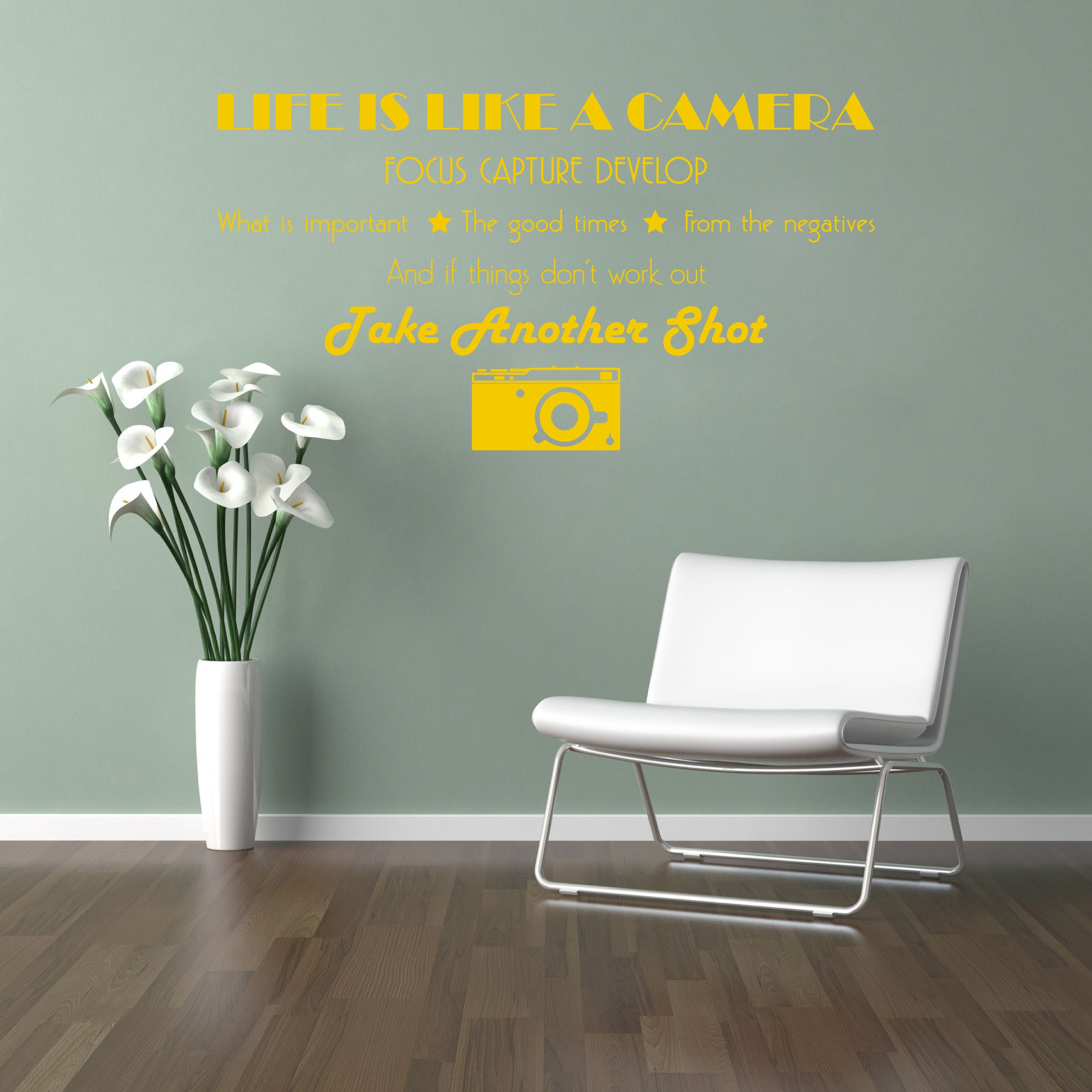 La vie est comme un appareil photo citations inspirantes sticker mural autocollant SQ132