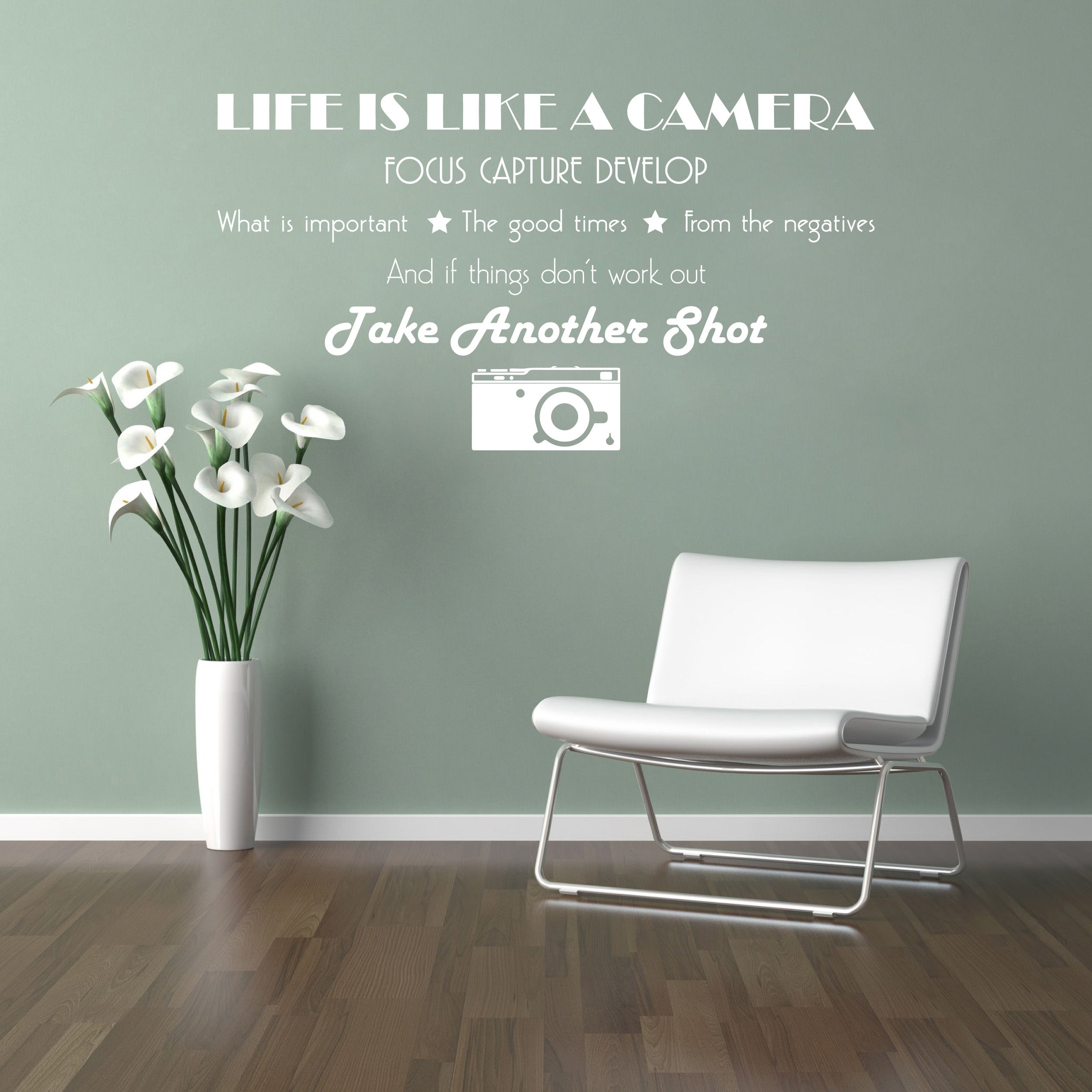 La vie est comme un appareil photo citations inspirantes sticker mural autocollant SQ132