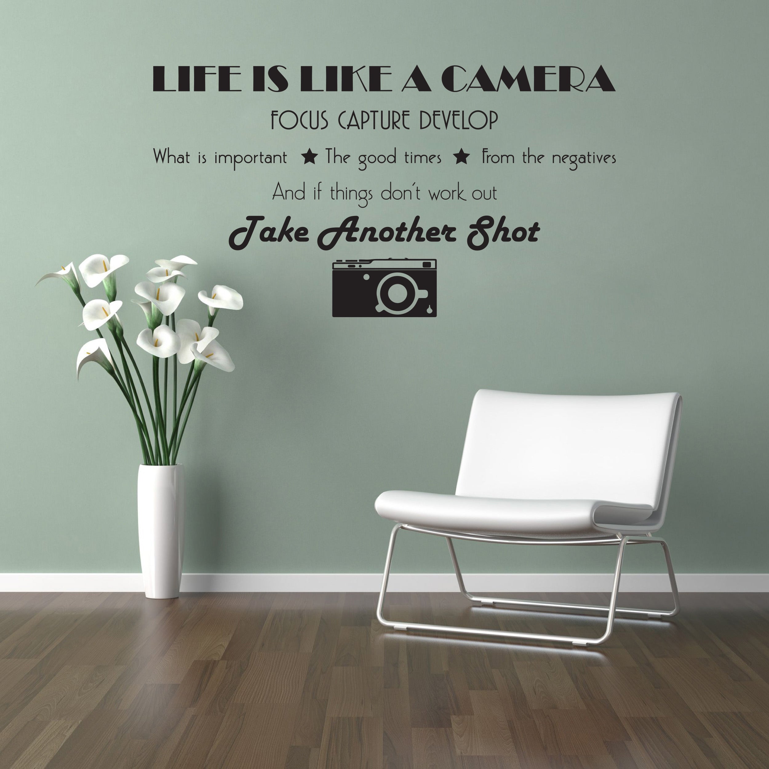 La vie est comme un appareil photo citations inspirantes sticker mural autocollant SQ132