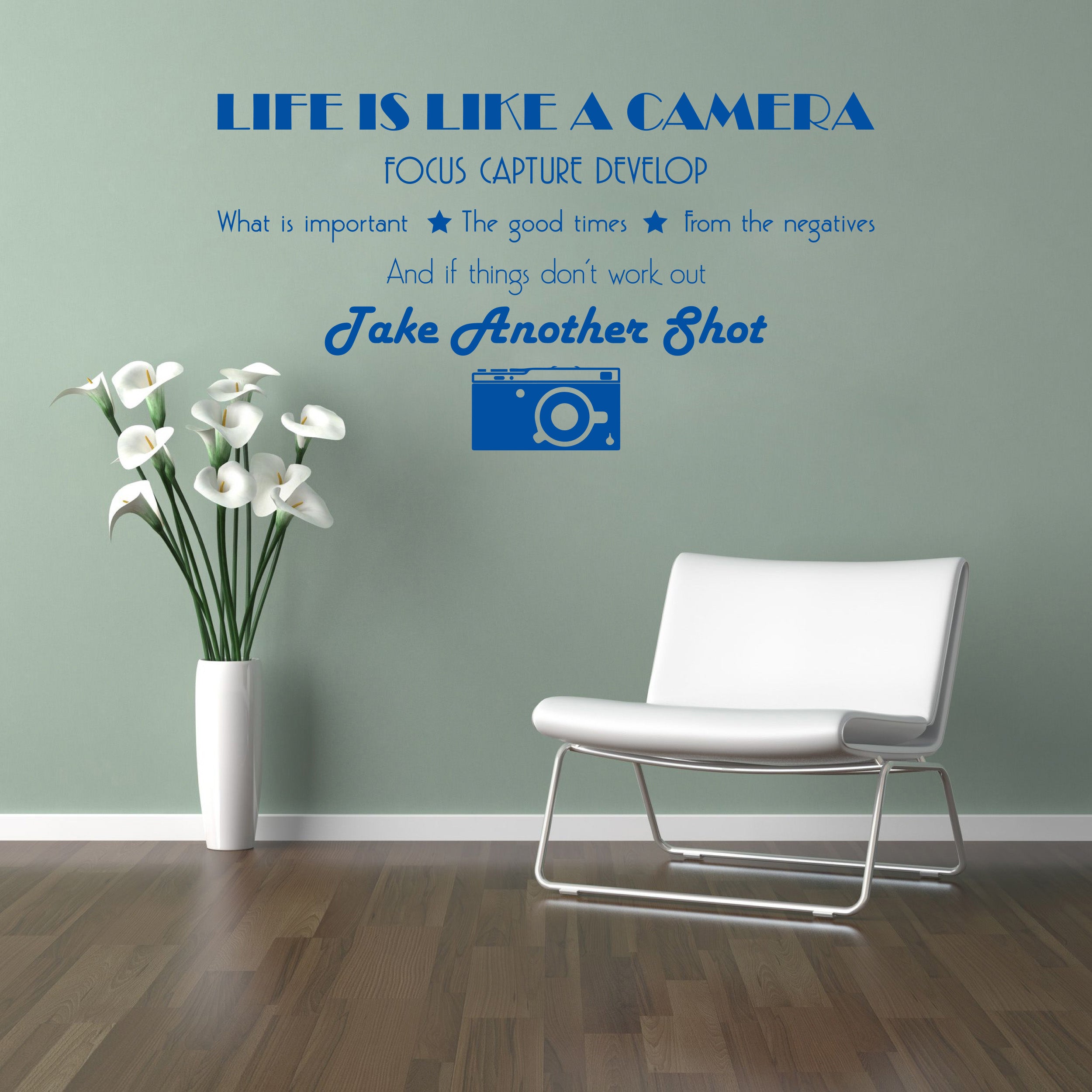 La vie est comme un appareil photo citations inspirantes sticker mural autocollant SQ132