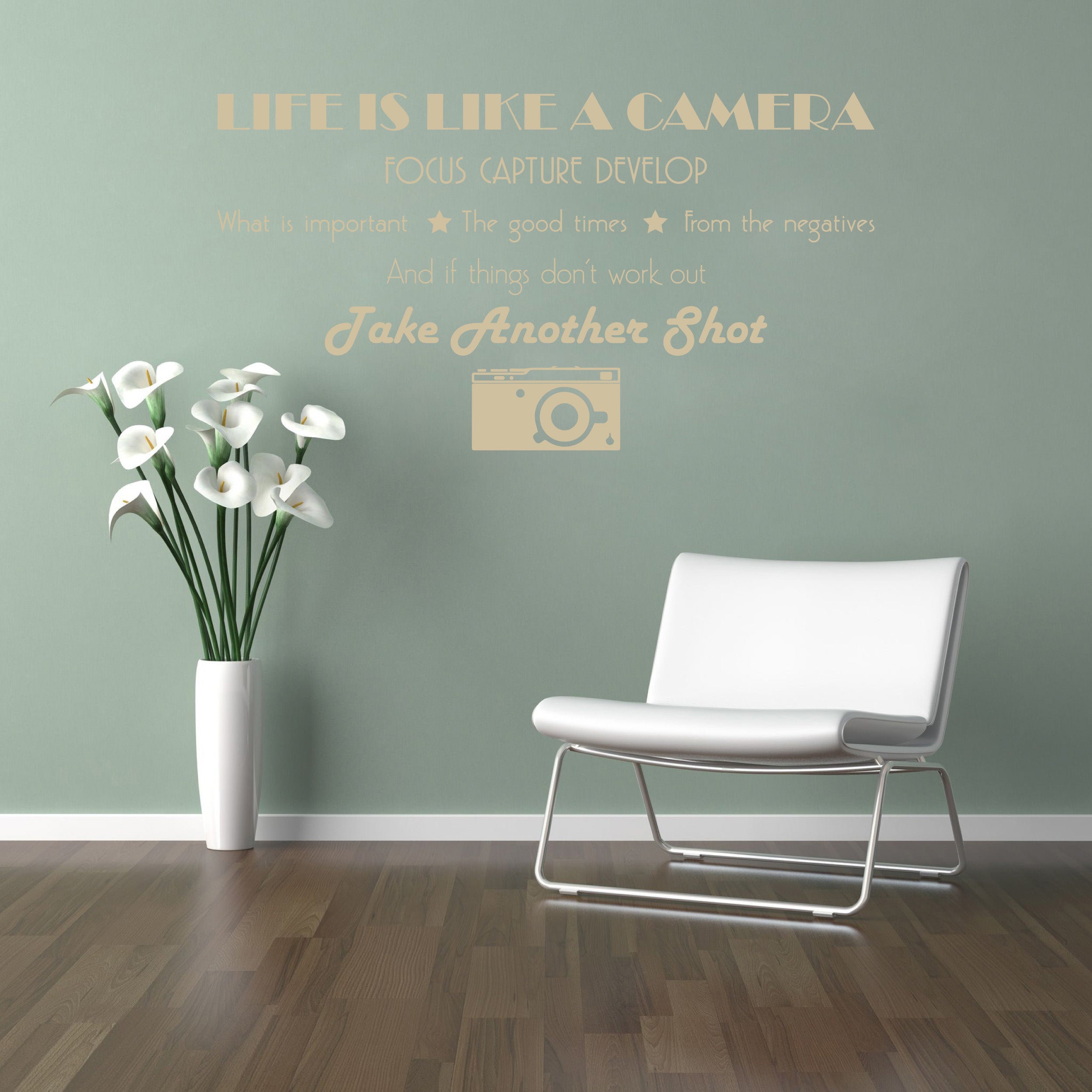 La vie est comme un appareil photo citations inspirantes sticker mural autocollant SQ132
