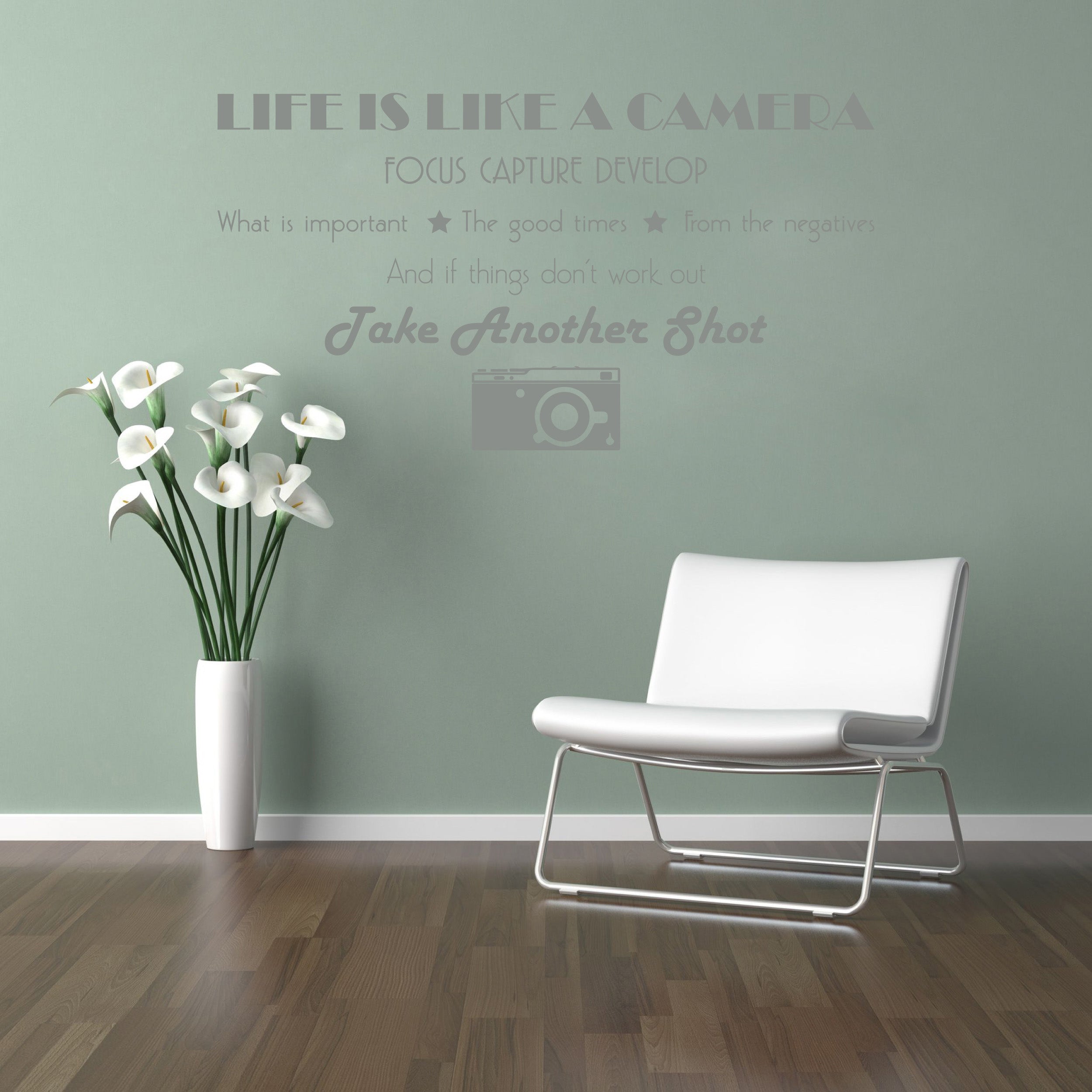 La vie est comme un appareil photo citations inspirantes sticker mural autocollant SQ132
