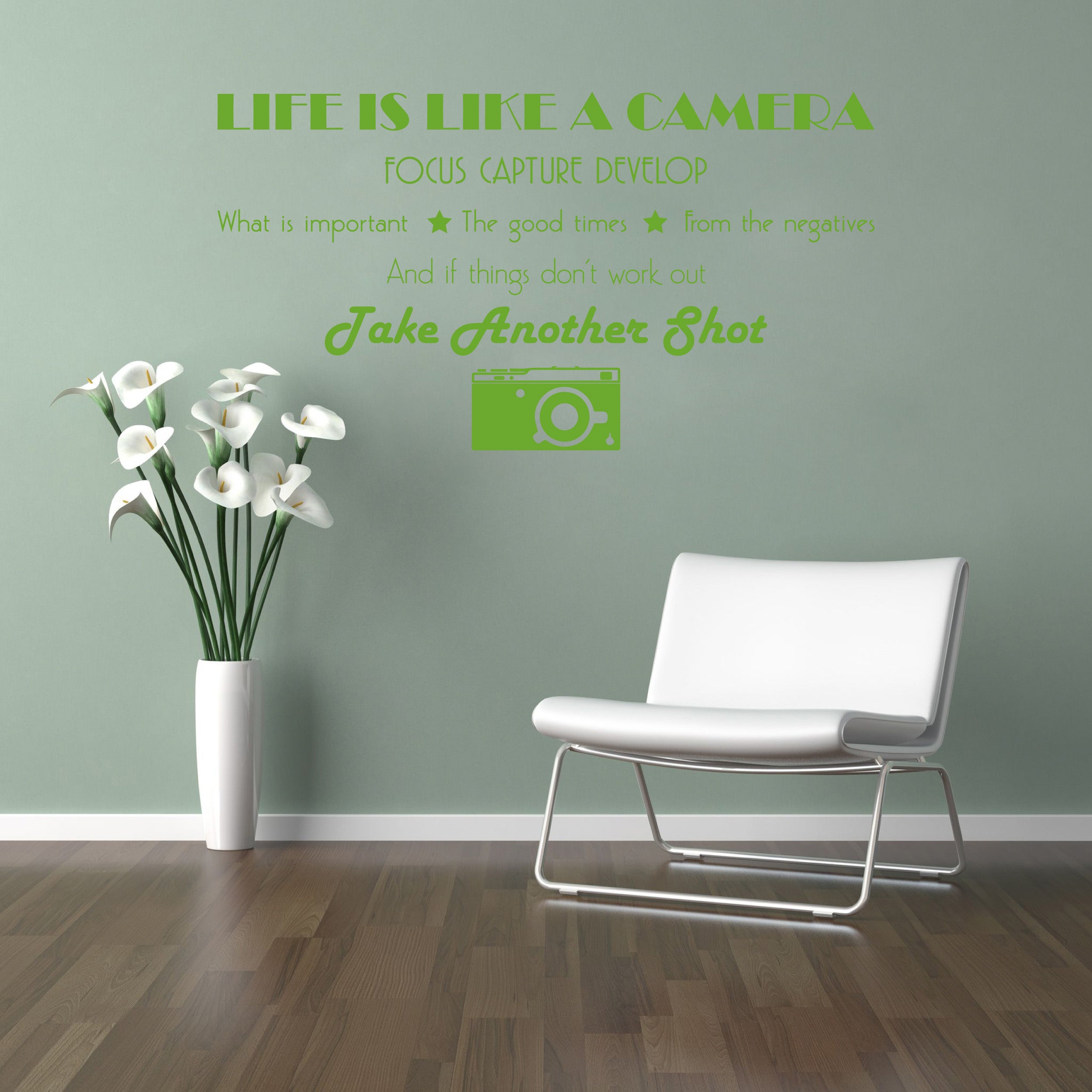 La vie est comme un appareil photo citations inspirantes sticker mural autocollant SQ132