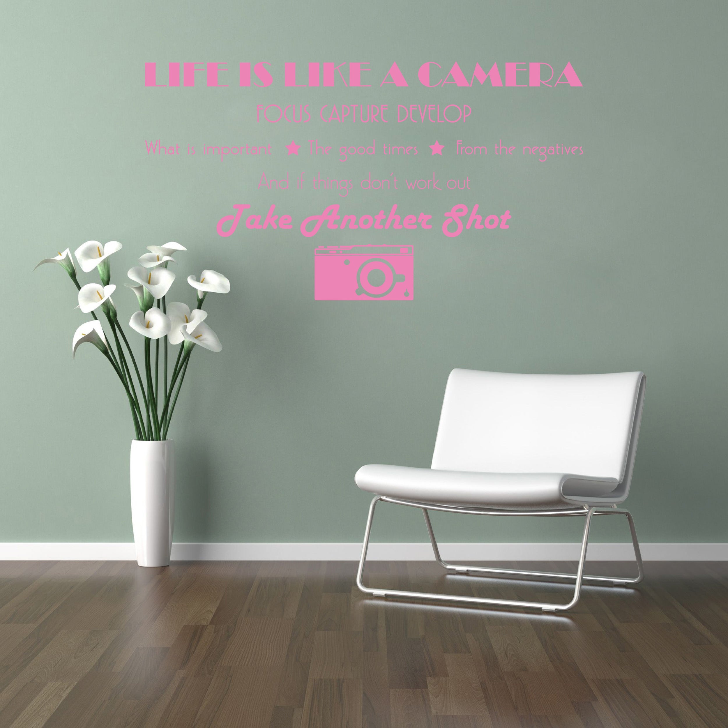 La vie est comme un appareil photo citations inspirantes sticker mural autocollant SQ132