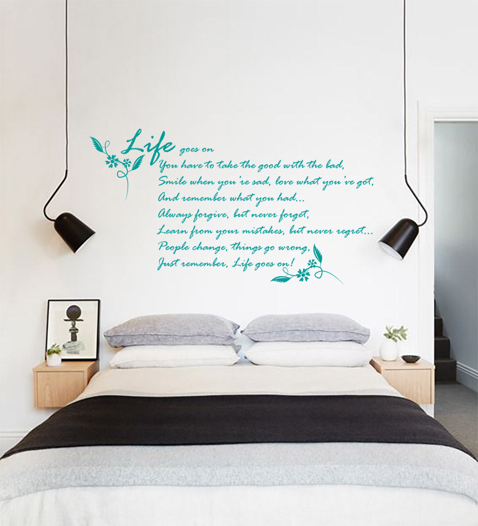 LIFE GOES ON Inspirational Quotes Wall Sticker Decal SQ139