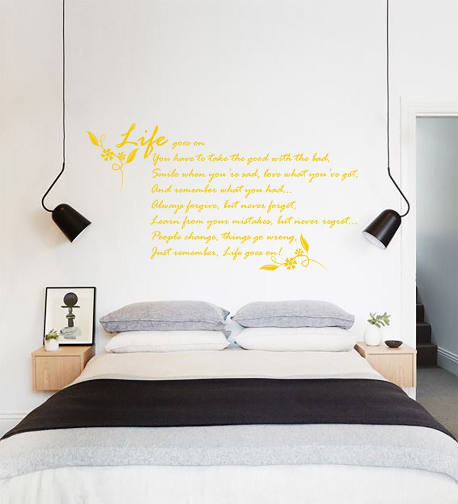LIFE GOES ON Inspirational Quotes Wall Sticker Decal SQ139