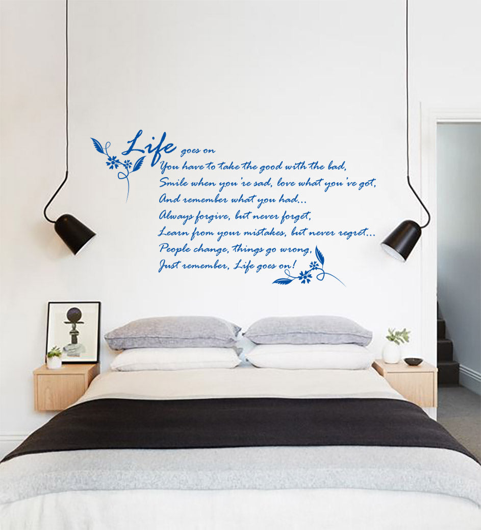 LIFE GOES ON Inspirational Quotes Wall Sticker Decal SQ139