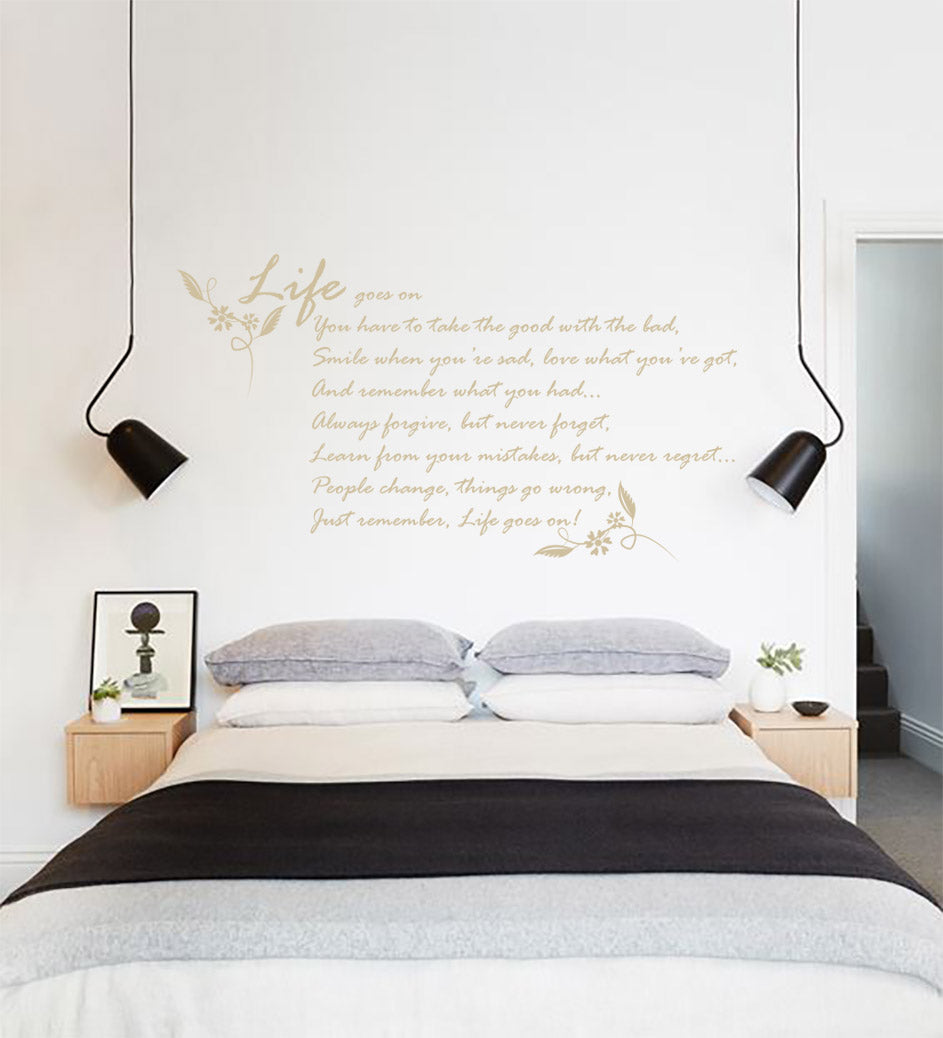 LIFE GOES ON Inspirational Quotes Wall Sticker Decal SQ139