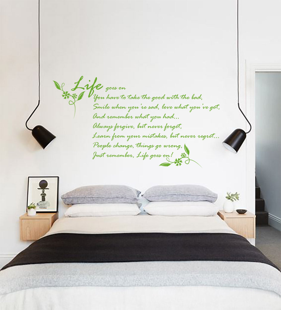 LIFE GOES ON Inspirational Quotes Wall Sticker Decal SQ139