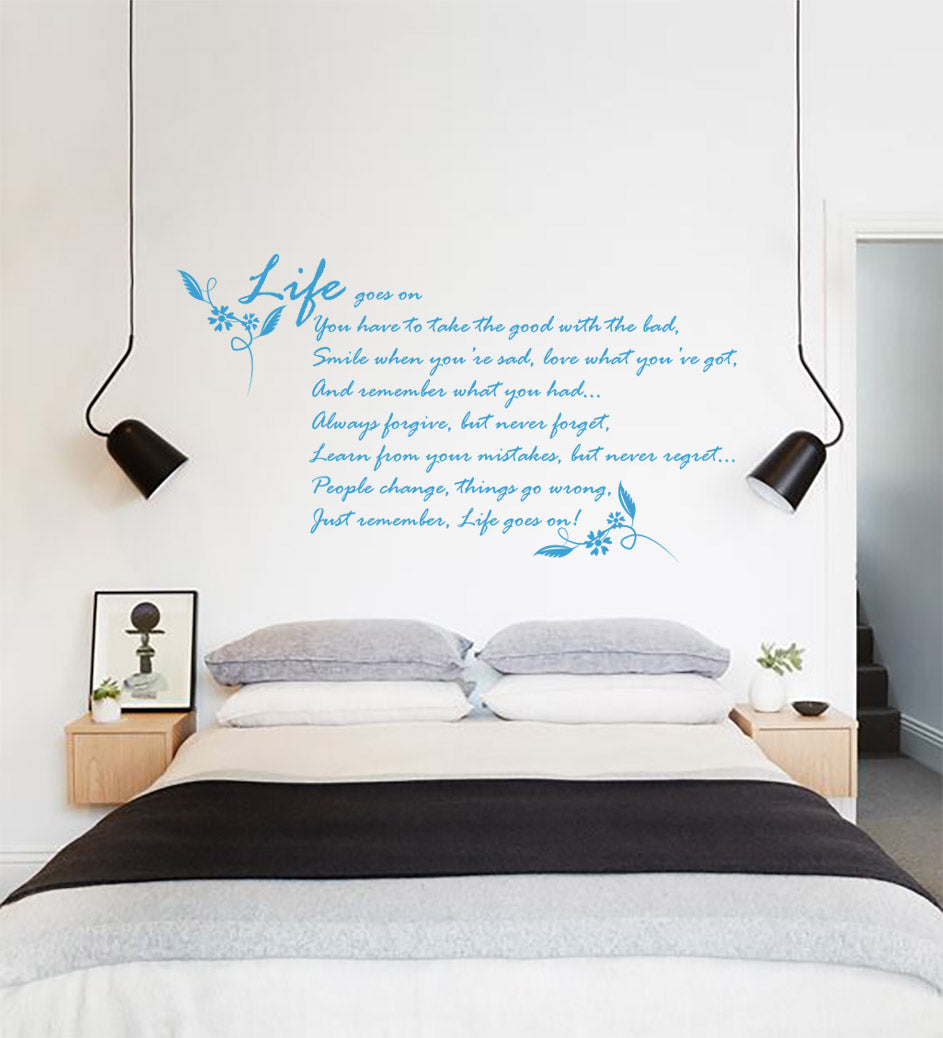 LIFE GOES ON Inspirational Quotes Wall Sticker Decal SQ139