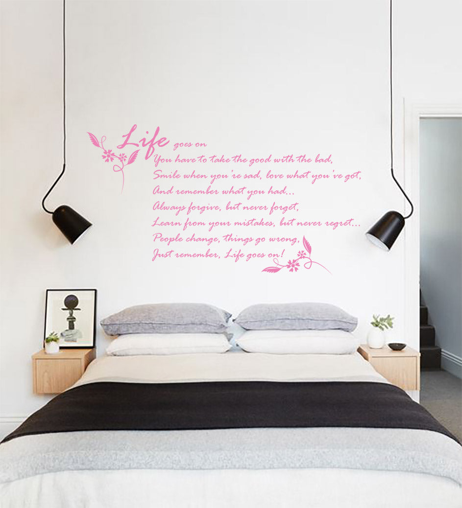 LIFE GOES ON Inspirational Quotes Wall Sticker Decal SQ139