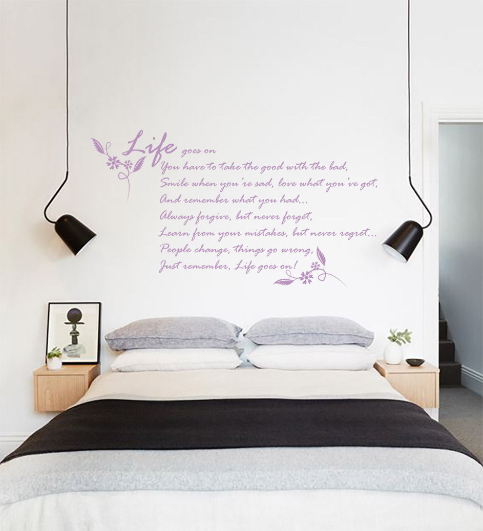 LIFE GOES ON Inspirational Quotes Wall Sticker Decal SQ139