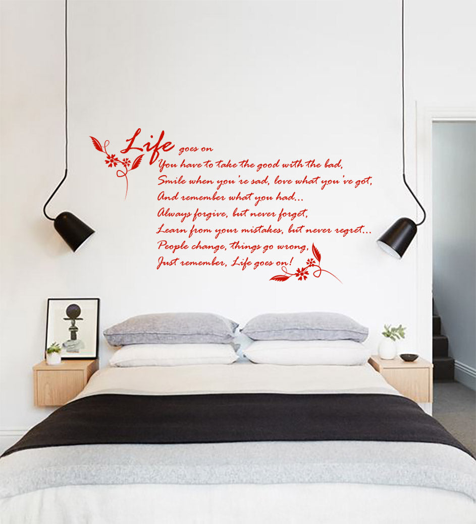 LIFE GOES ON Inspirational Quotes Wall Sticker Decal SQ139