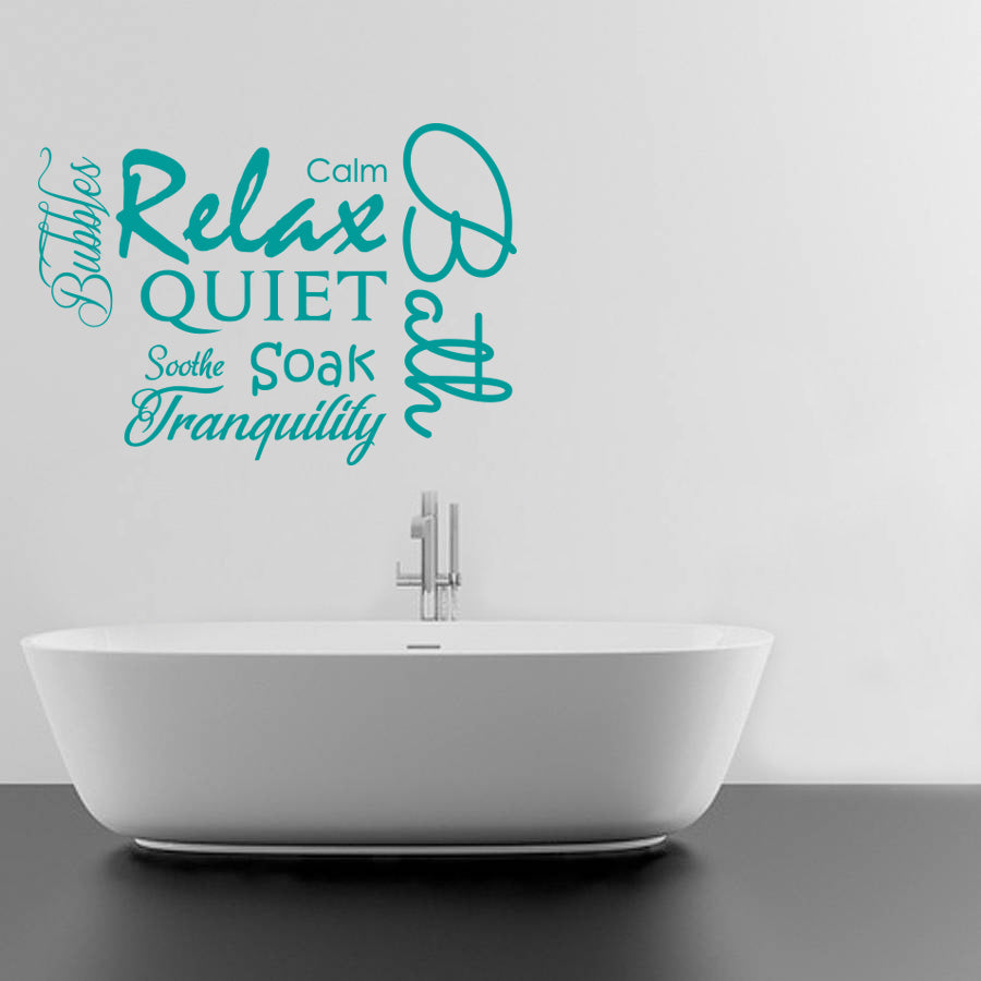 RELAX BATH COLLAGE Inspirational Quotes Wall Sticker Décalque SQ153