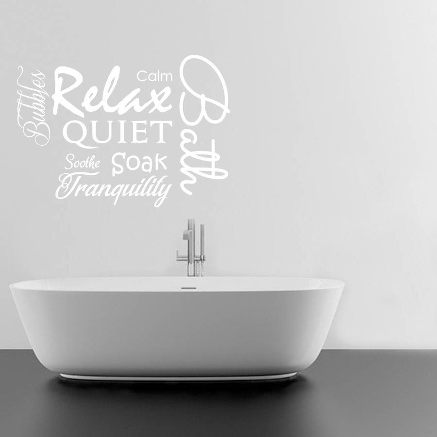 RELAX BATH COLLAGE Inspirational Quotes Wall Sticker Décalque SQ153