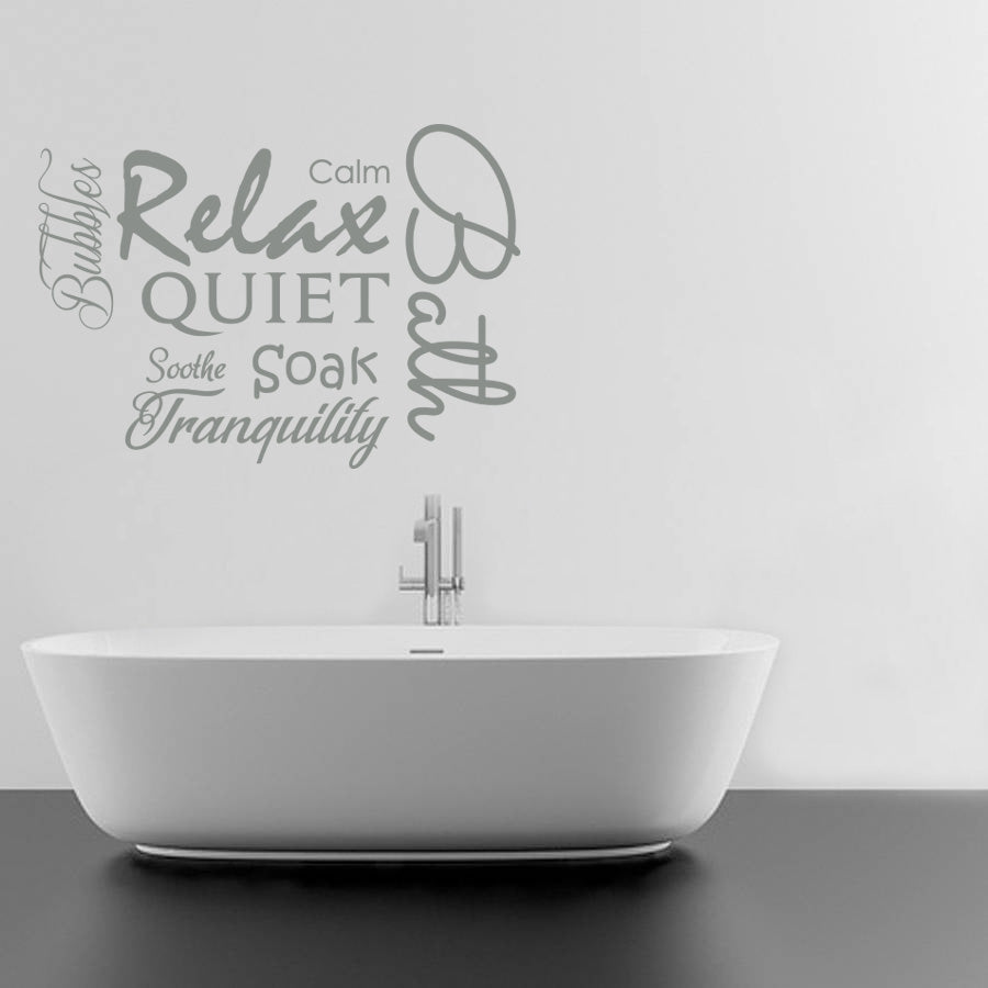 RELAX BATH COLLAGE Inspirational Quotes Wall Sticker Décalque SQ153