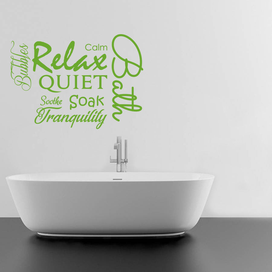 RELAX BATH COLLAGE Inspirational Quotes Wall Sticker Décalque SQ153