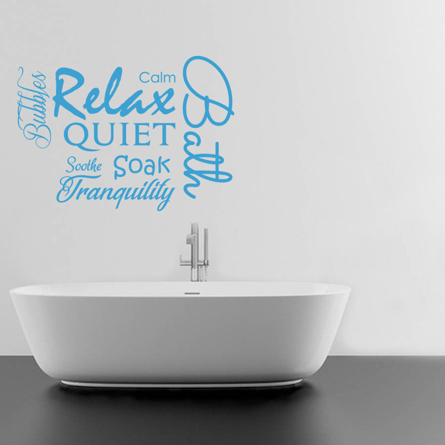 RELAX BATH COLLAGE Inspirational Quotes Wall Sticker Décalque SQ153