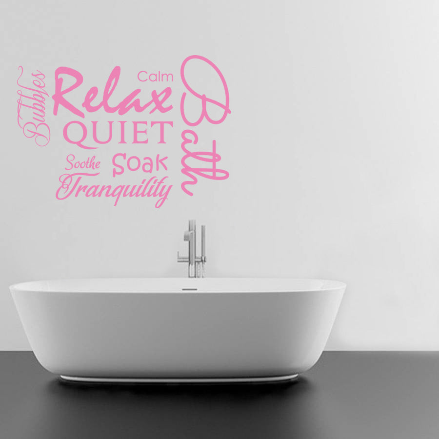 RELAX BATH COLLAGE Inspirational Quotes Wall Sticker Décalque SQ153