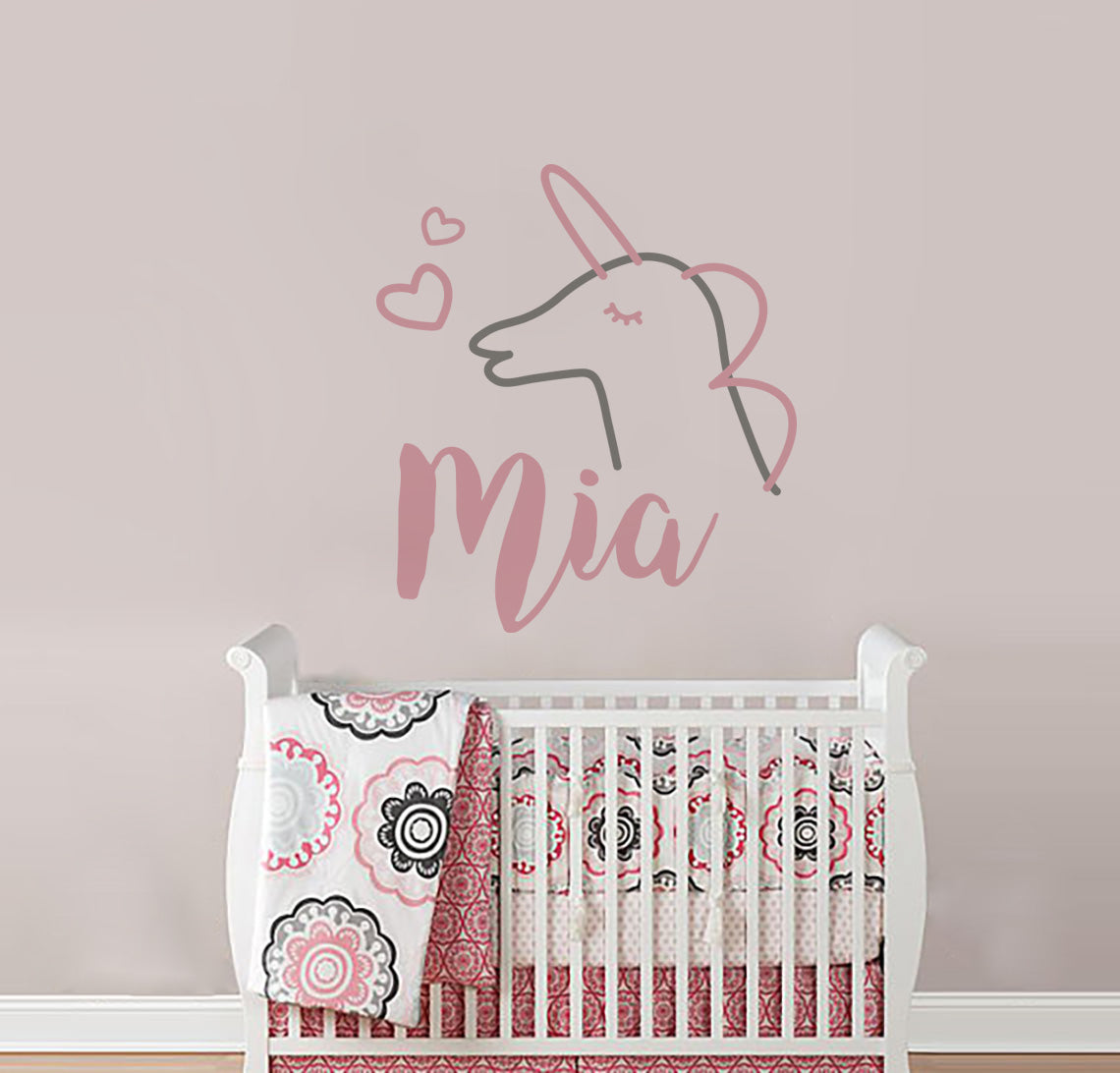Personalized Unicorn Cartoon  Wall Sticker Decal Stencil Silhouette SQ181