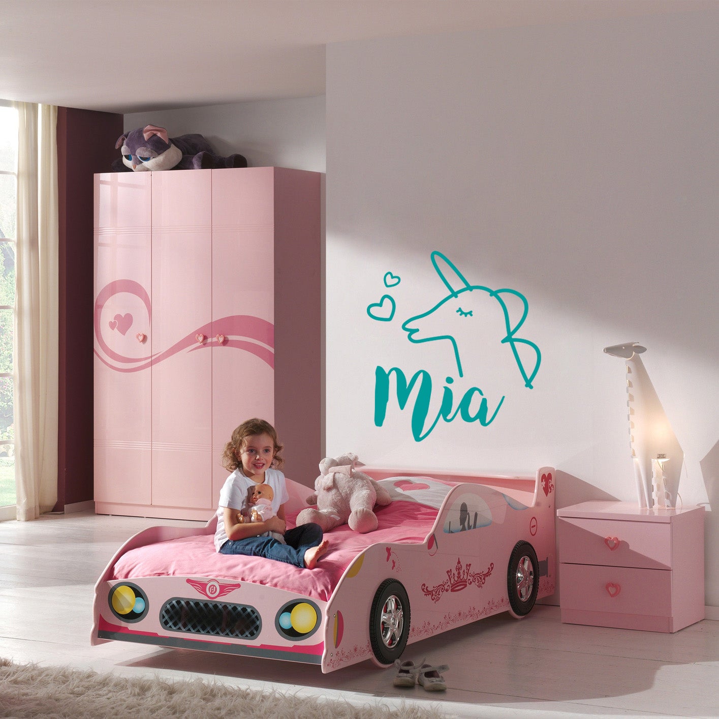 Personalized Unicorn cartoon Name Wall Sticker Decal Stencil Silhouette SQ182