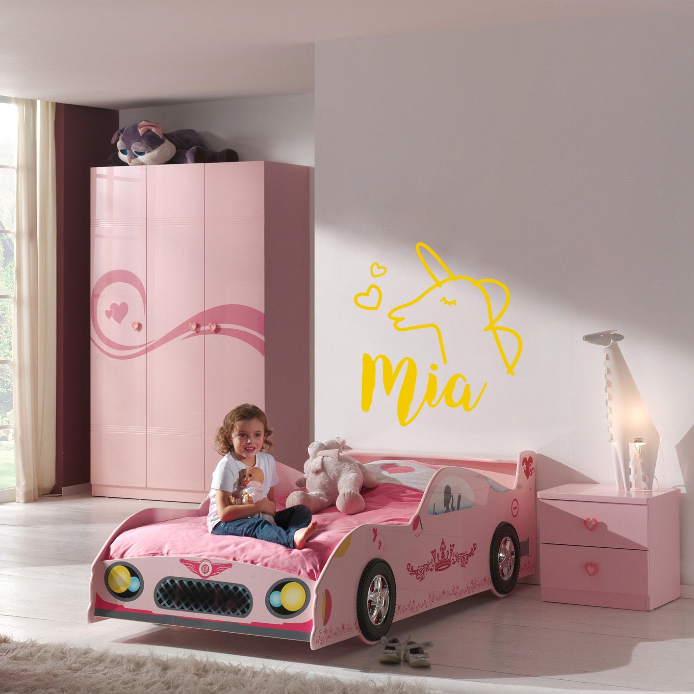Personalized Unicorn cartoon Name Wall Sticker Decal Stencil Silhouette SQ182