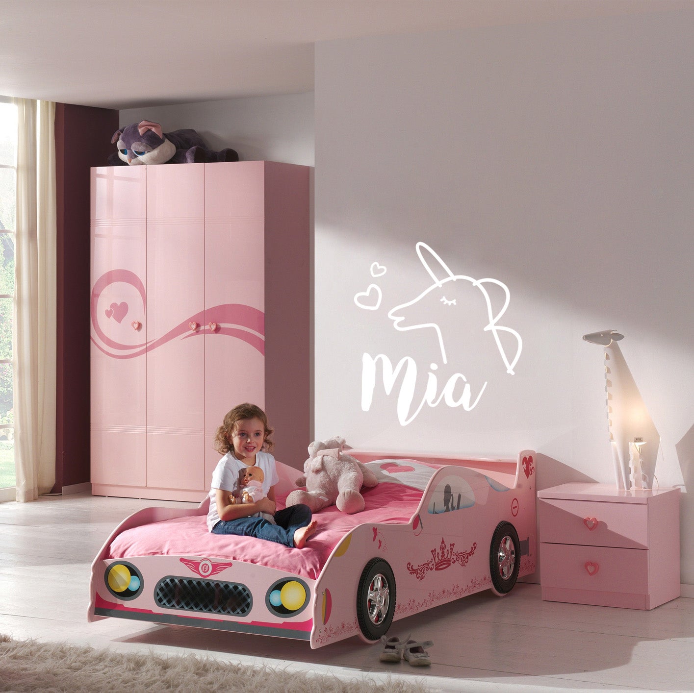 Personalized Unicorn cartoon Name Wall Sticker Decal Stencil Silhouette SQ182
