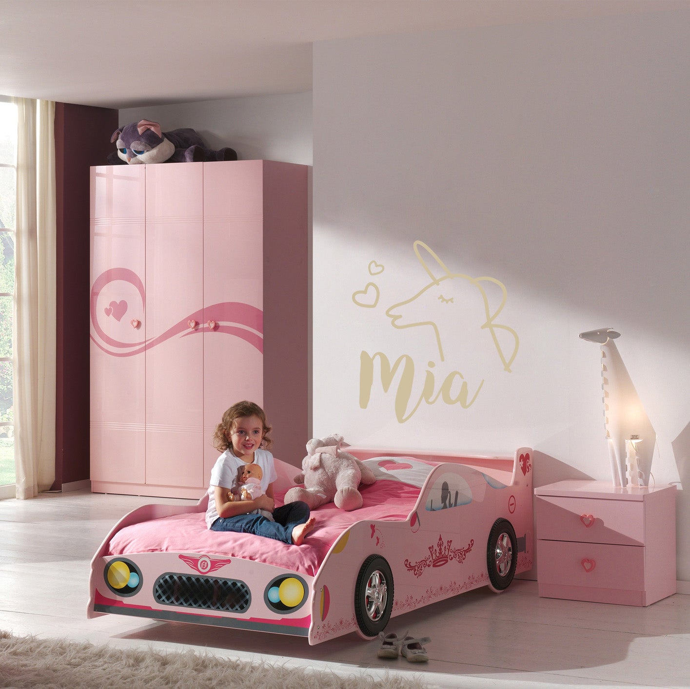 Personalized Unicorn cartoon Name Wall Sticker Decal Stencil Silhouette SQ182
