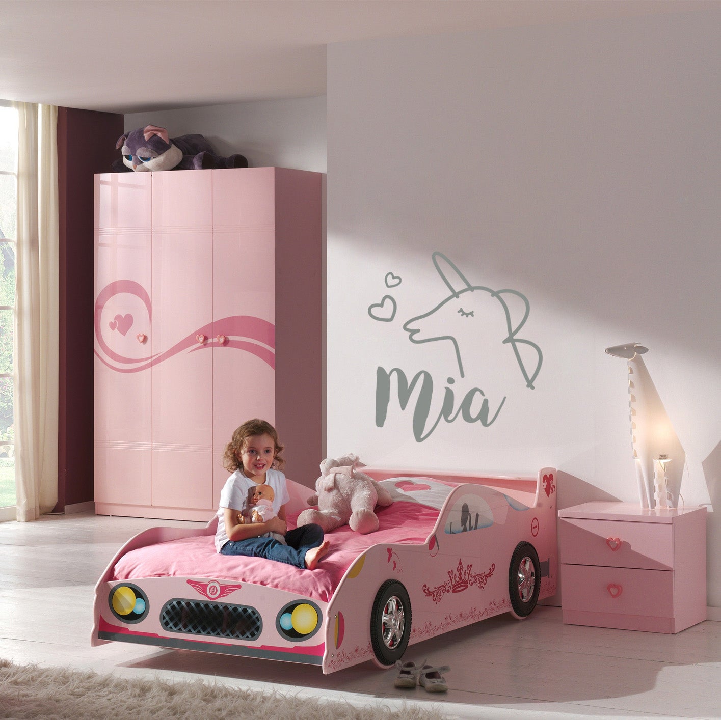 Personalized Unicorn cartoon Name Wall Sticker Decal Stencil Silhouette SQ182
