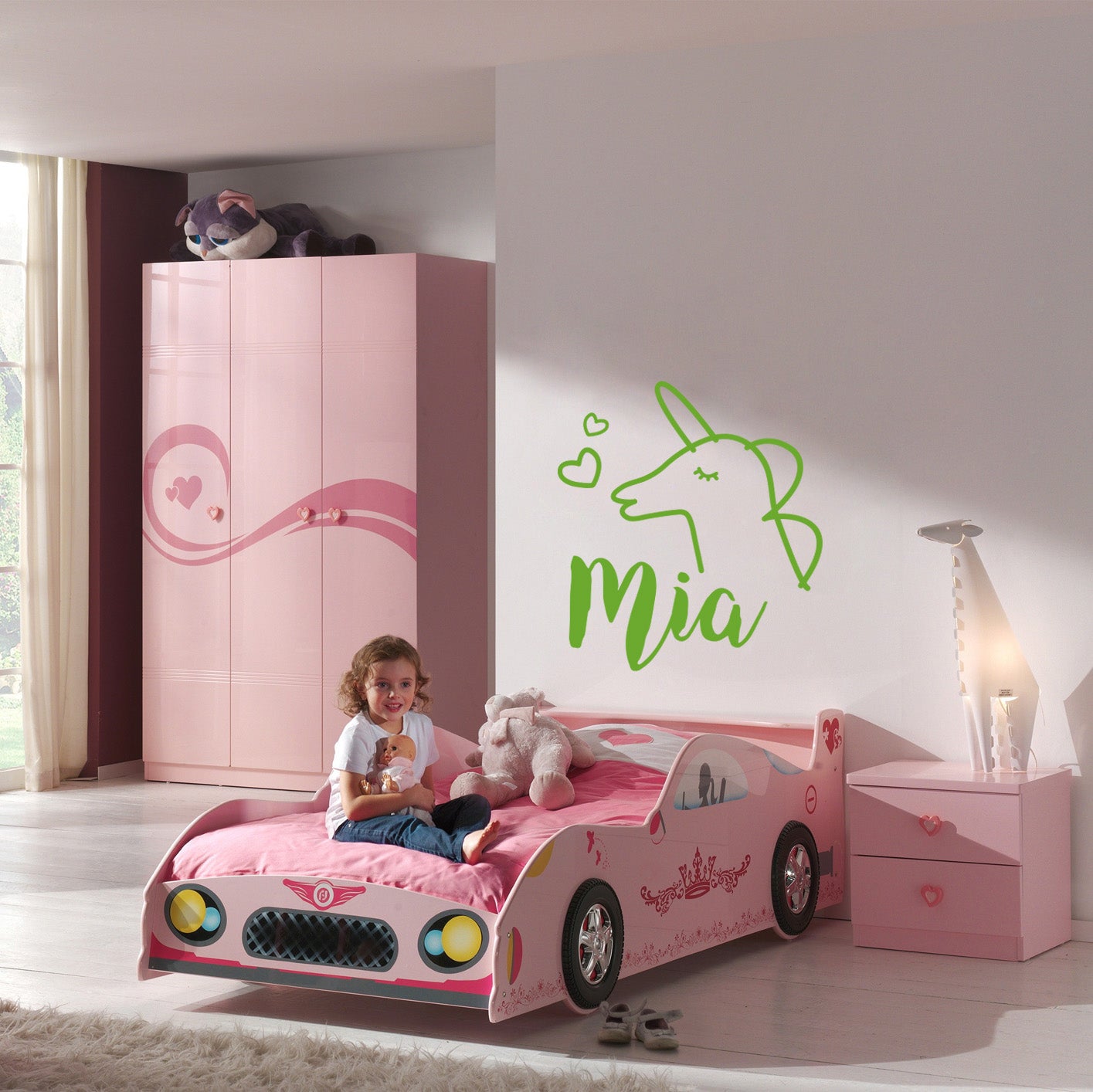 Personalized Unicorn cartoon Name Wall Sticker Decal Stencil Silhouette SQ182